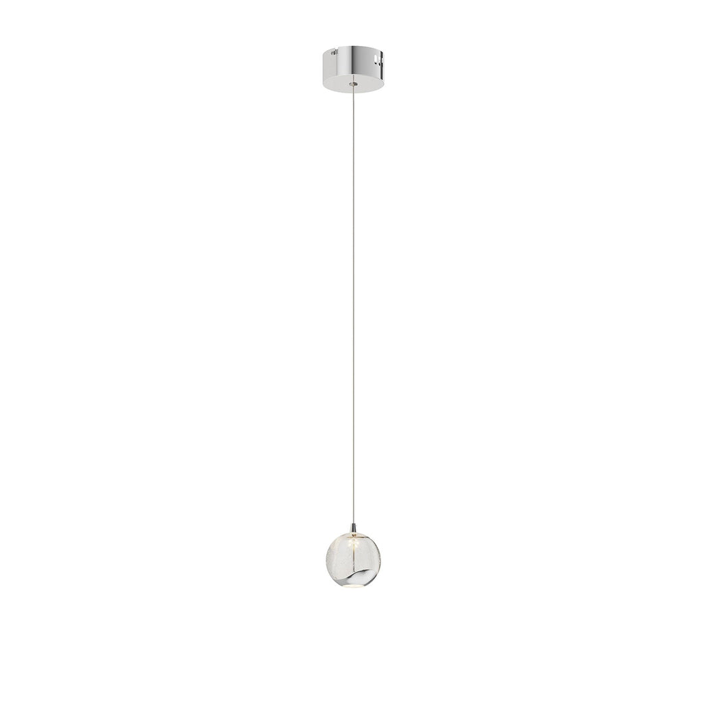 LED pendellampe Hayley glass kuleform krom Ø9 cm sideprofil