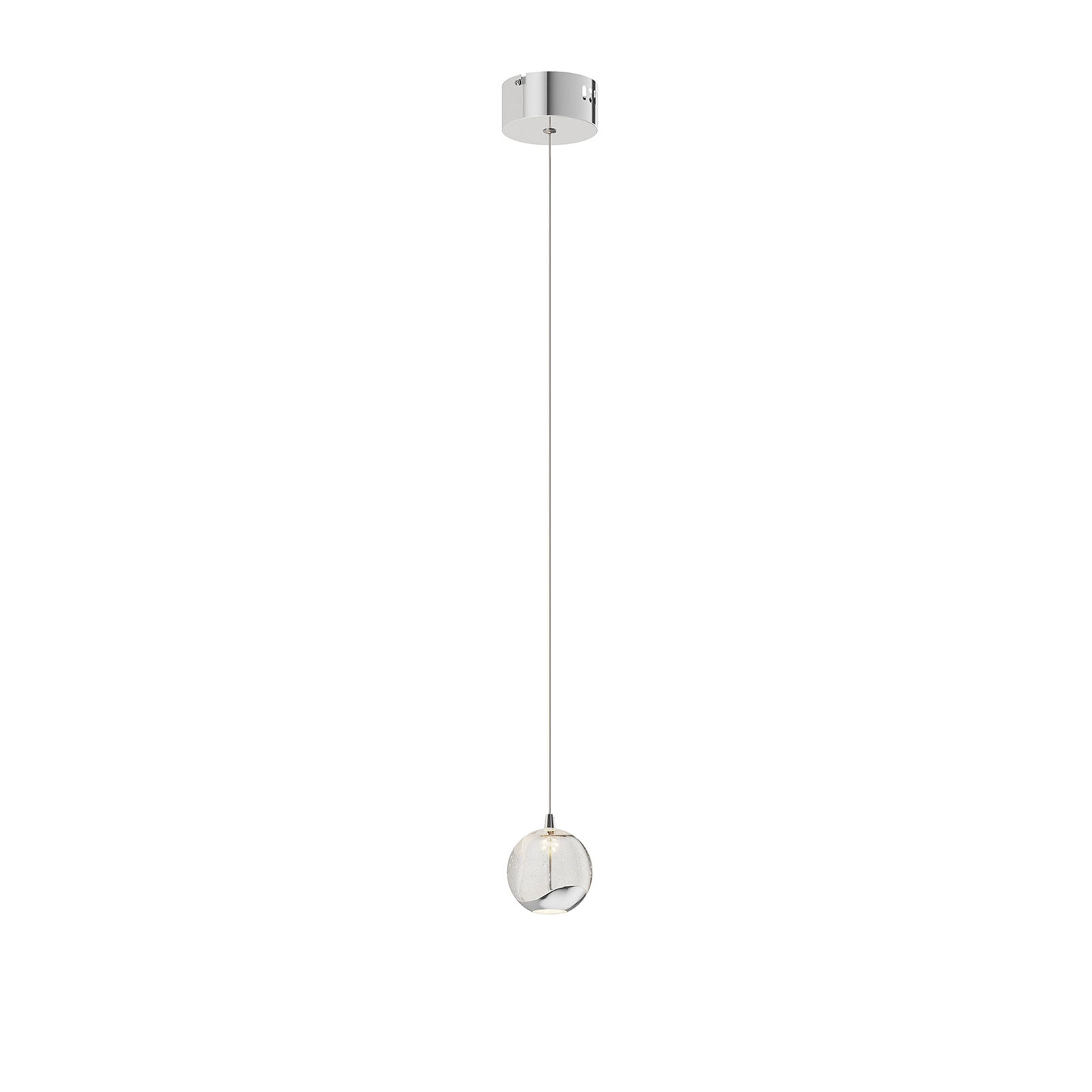 LED pendellampe Hayley glass kuleform krom Ø9 cm sideprofil