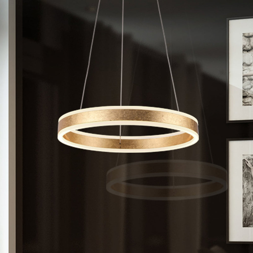 LED pendellampe Helia ringformet gull Ø50 cm forfra