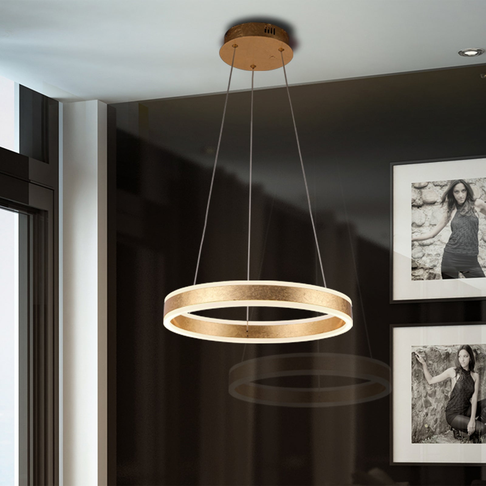 LED pendellampe Helia ringformet gull Ø50 cm bakside