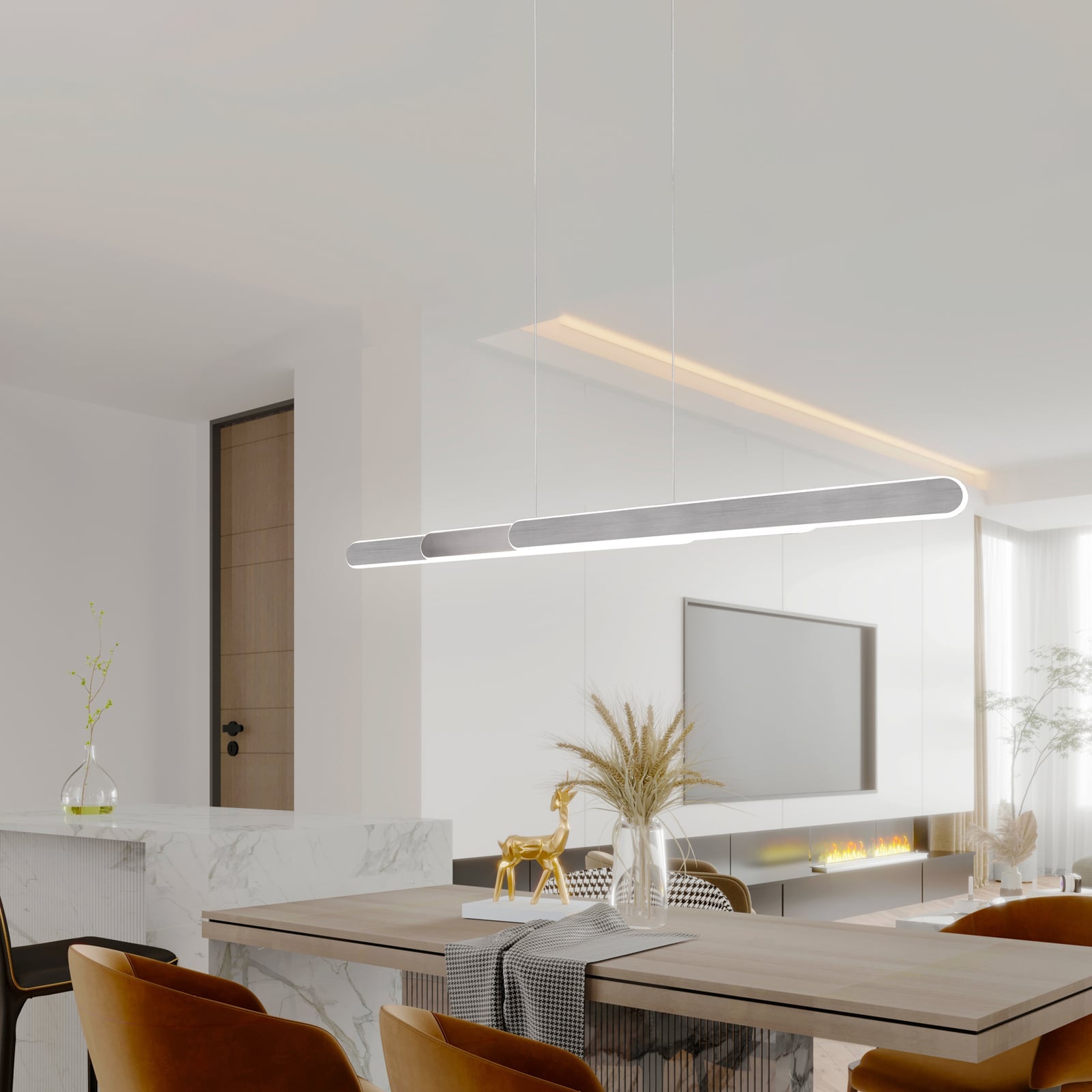 LED pendellampe Helios uttrekkbar dimbar CCT 130 cm front