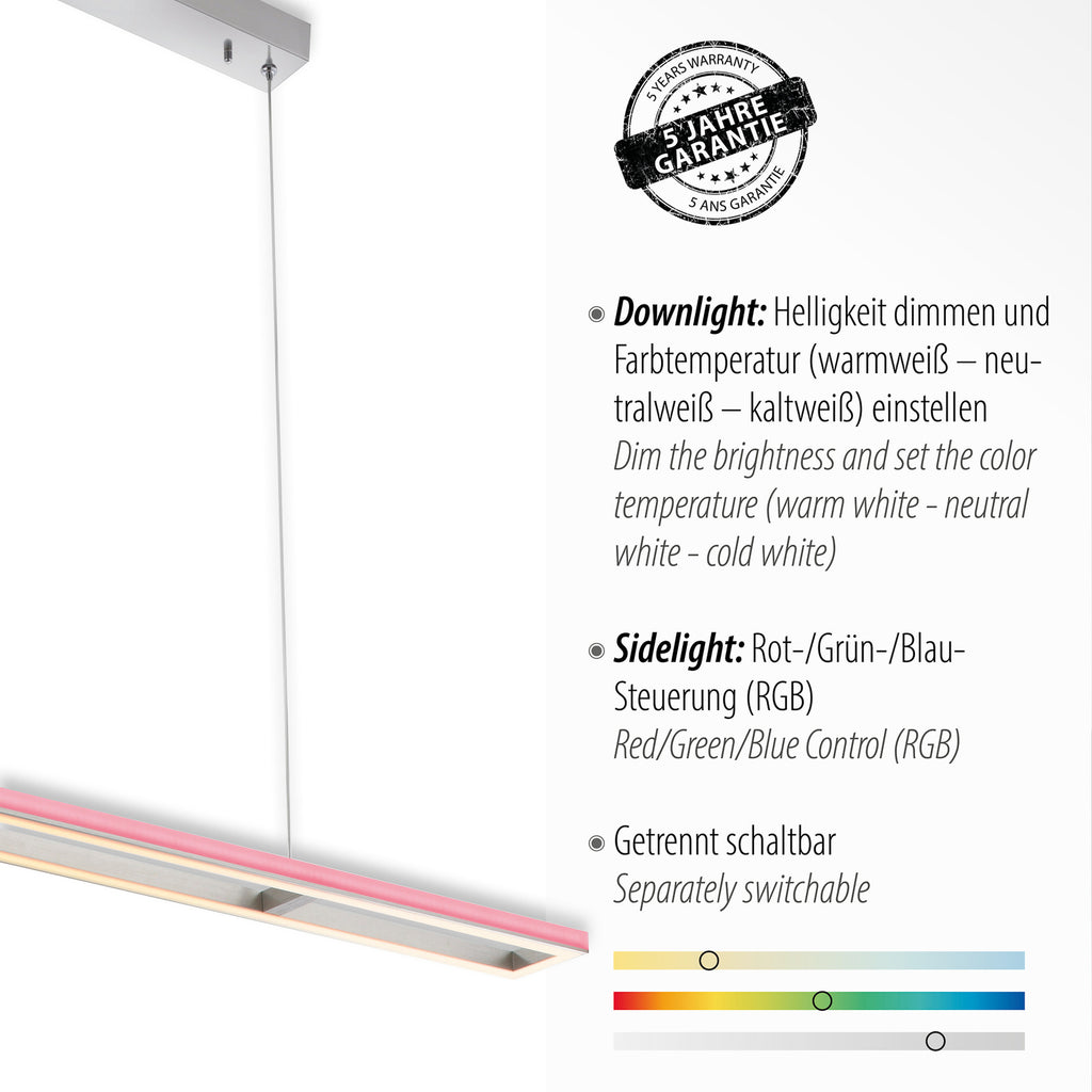 LED pendellampe Helix CCT RGB med fjernkontroll 110 cm aluminium finish