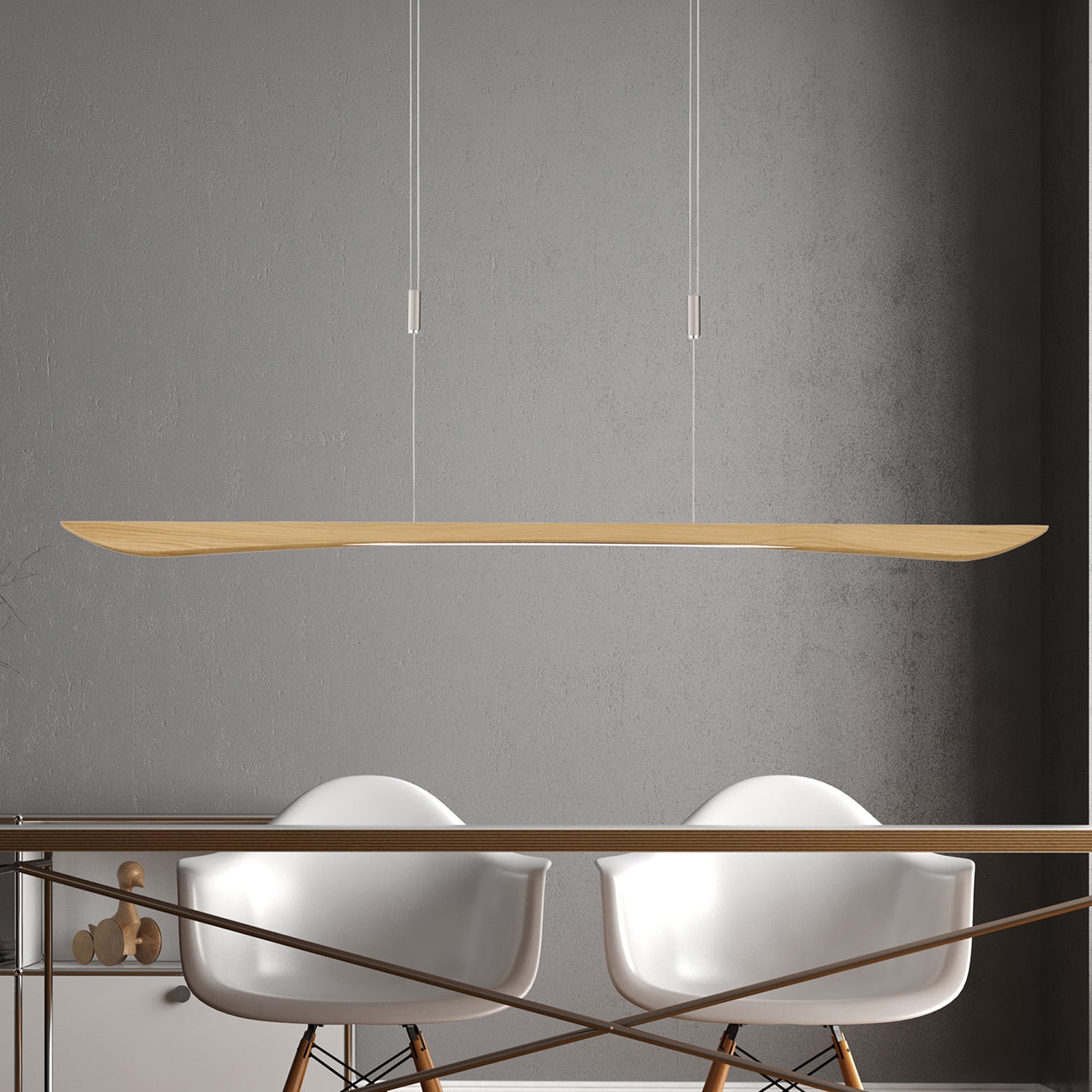 LED pendellampe Hiba dimbar eik 148 cm 26W 2700K forfra