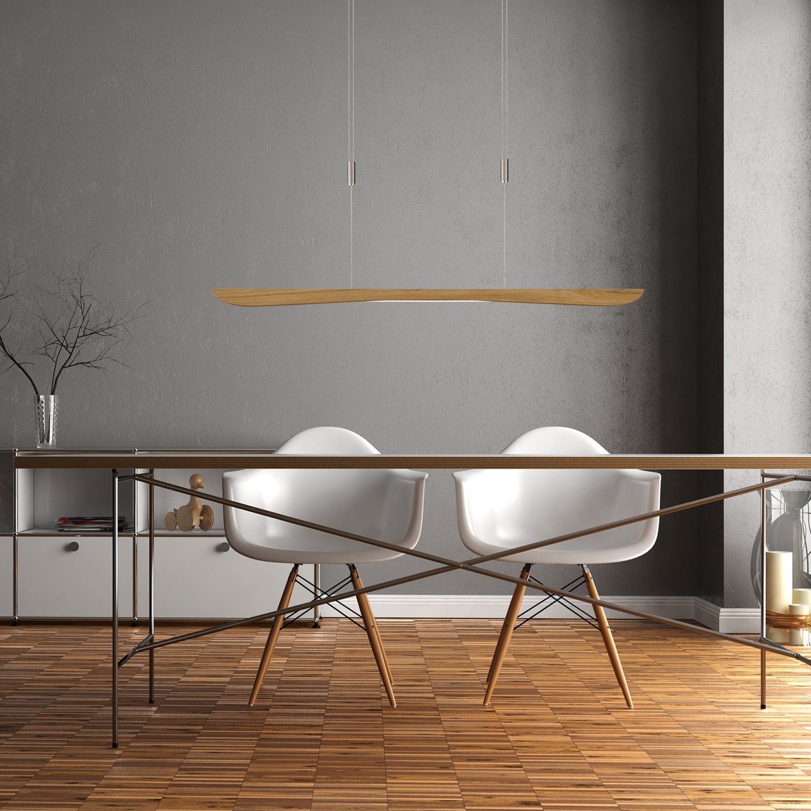 LED pendellampe Hiba eik natur dimbar 118 cm bakside