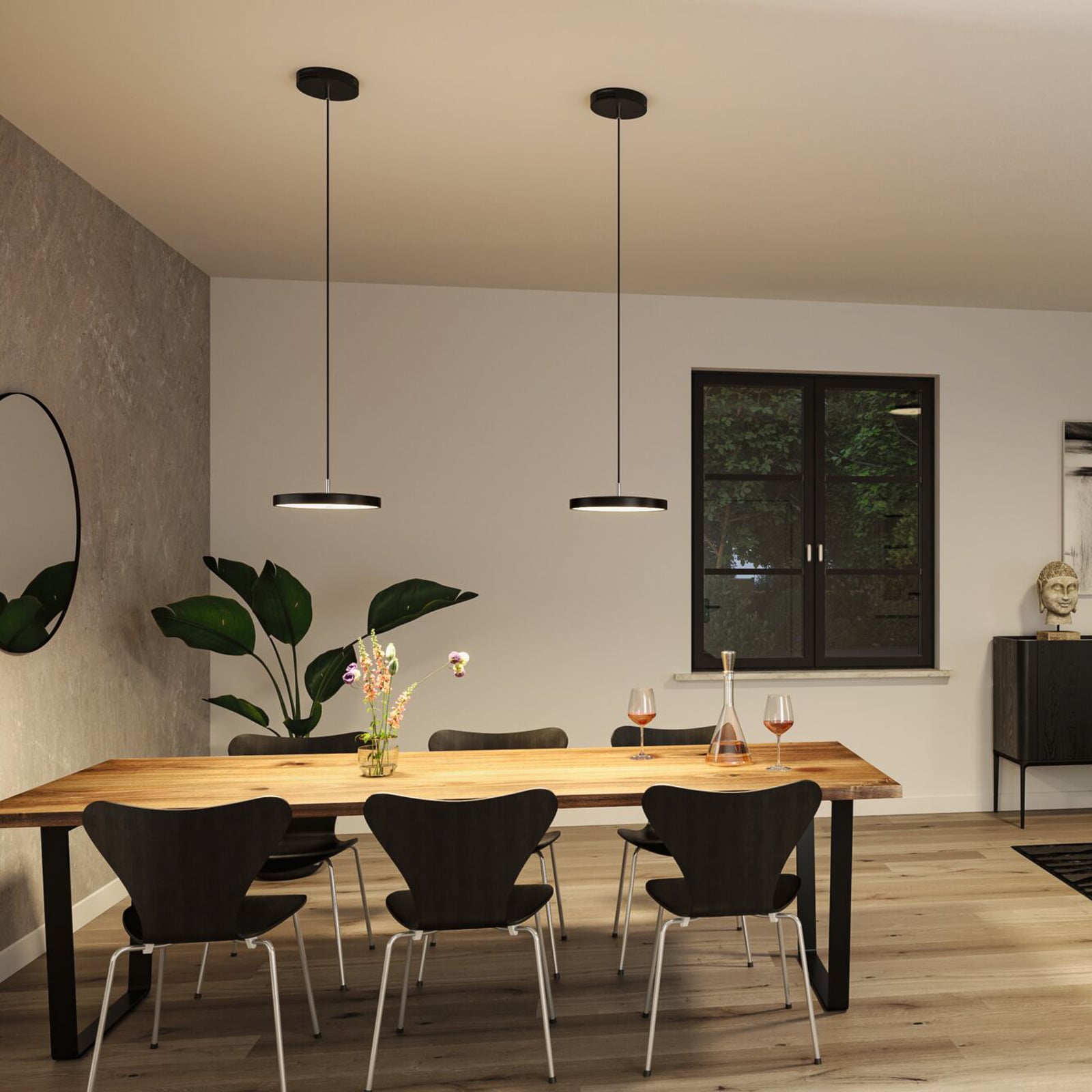 LED pendellampe Hildor dimbar svart Zigbee bakside