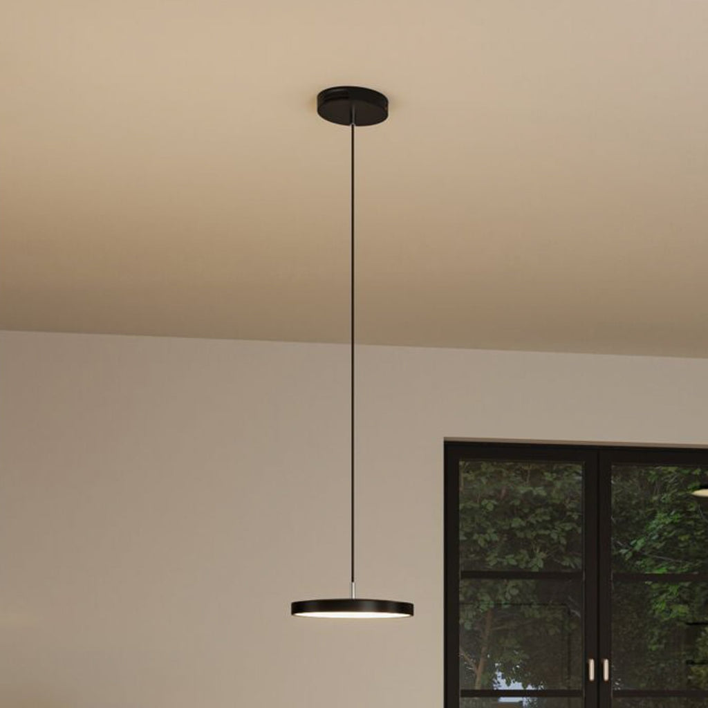 LED pendellampe Hildor dimbar svart Zigbee forfra