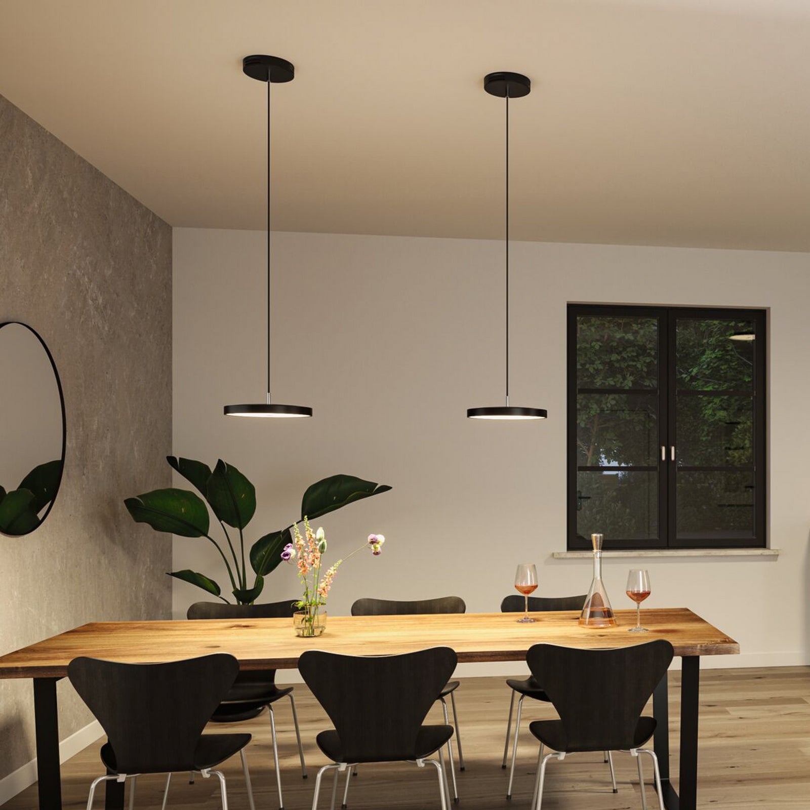 LED pendellampe Hildor svart matt dimbar bakside