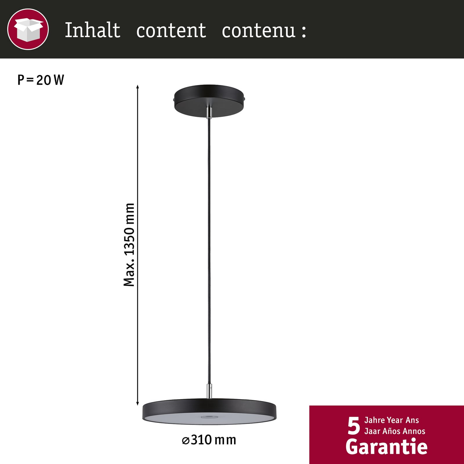 LED pendellampe Hildor svart matt dimbar nærbilde av metallfinish