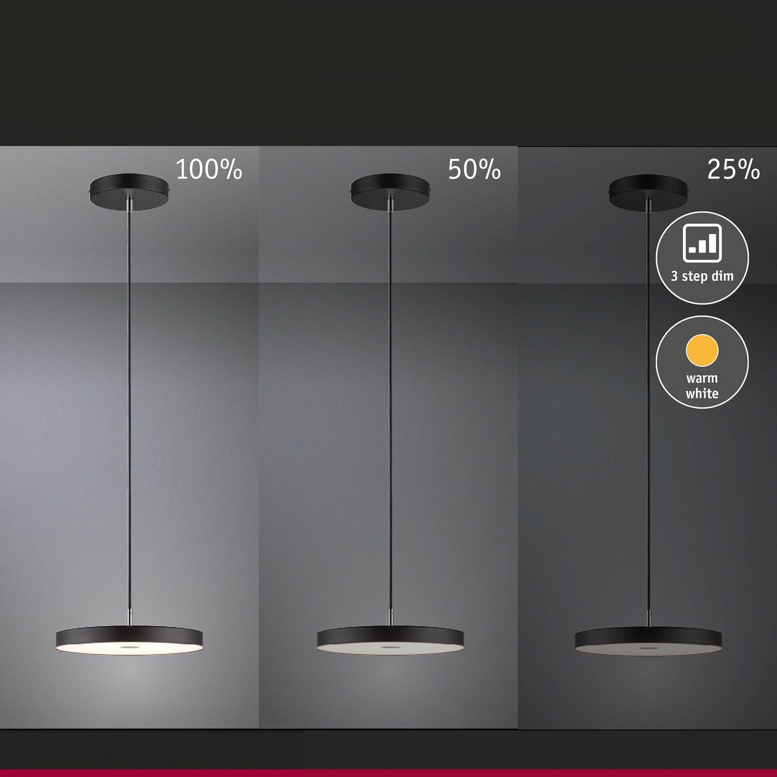 LED pendellampe Hildor svart matt dimbar med dimmerbryter