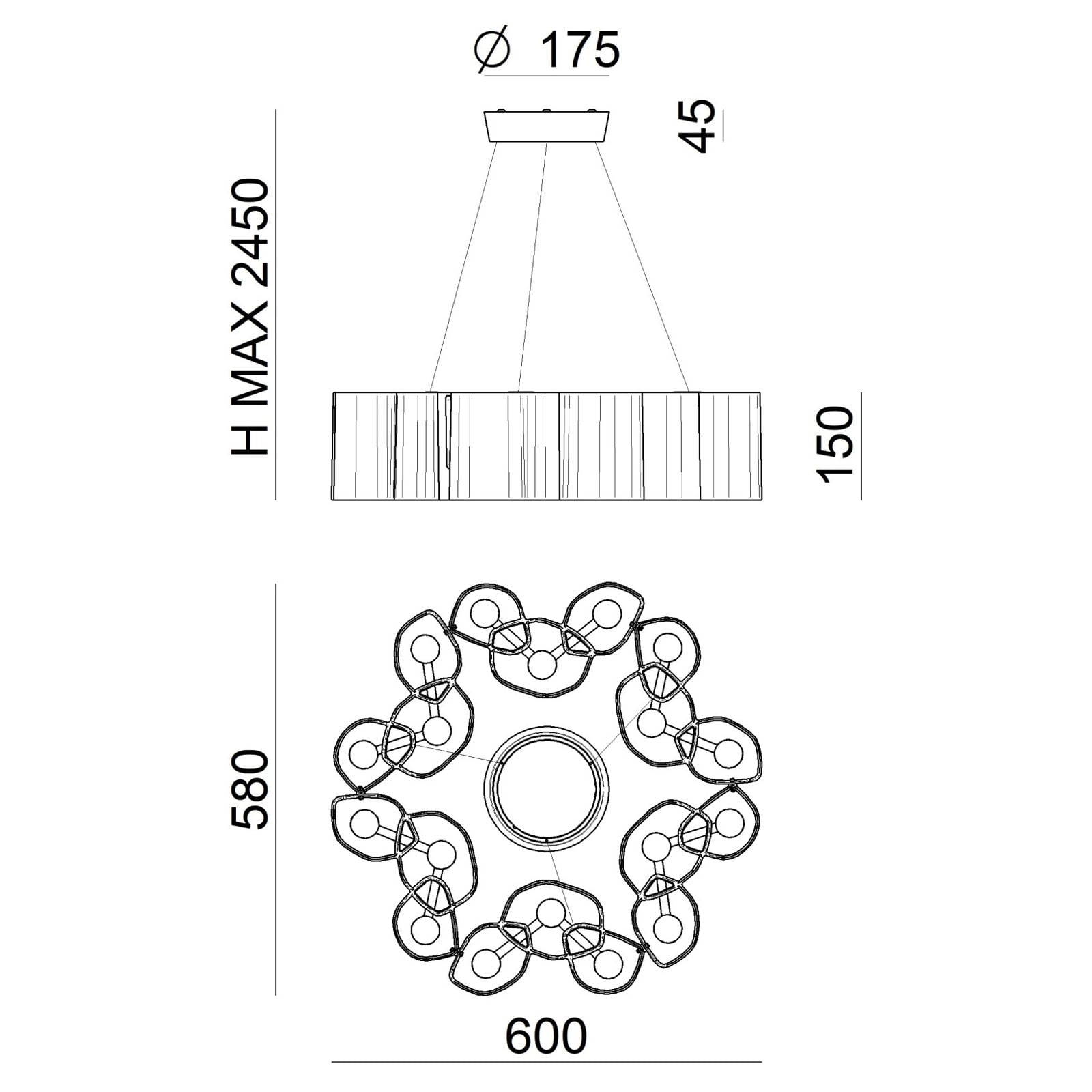 LED pendellampe Honey dimbar rund Ø58 cm hvit 35W Stilnovo detalj av skjerm