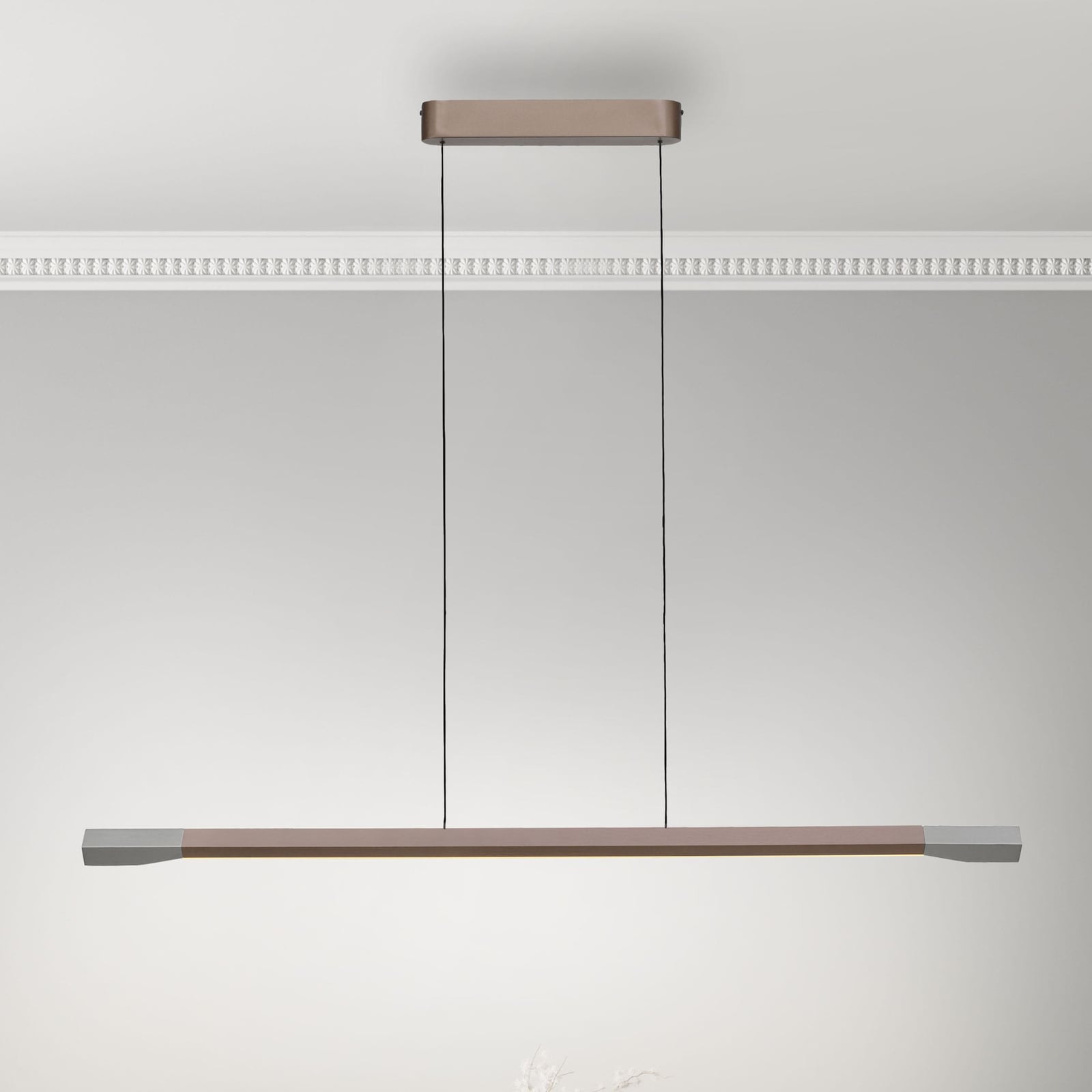 LED pendellampe Hoop dimbar brun 128 cm forfra