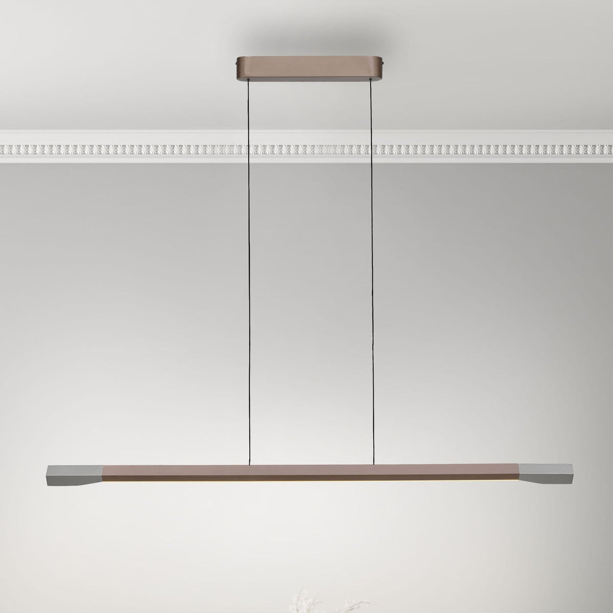 LED pendellampe Hoop dimbar brun 128 cm forfra