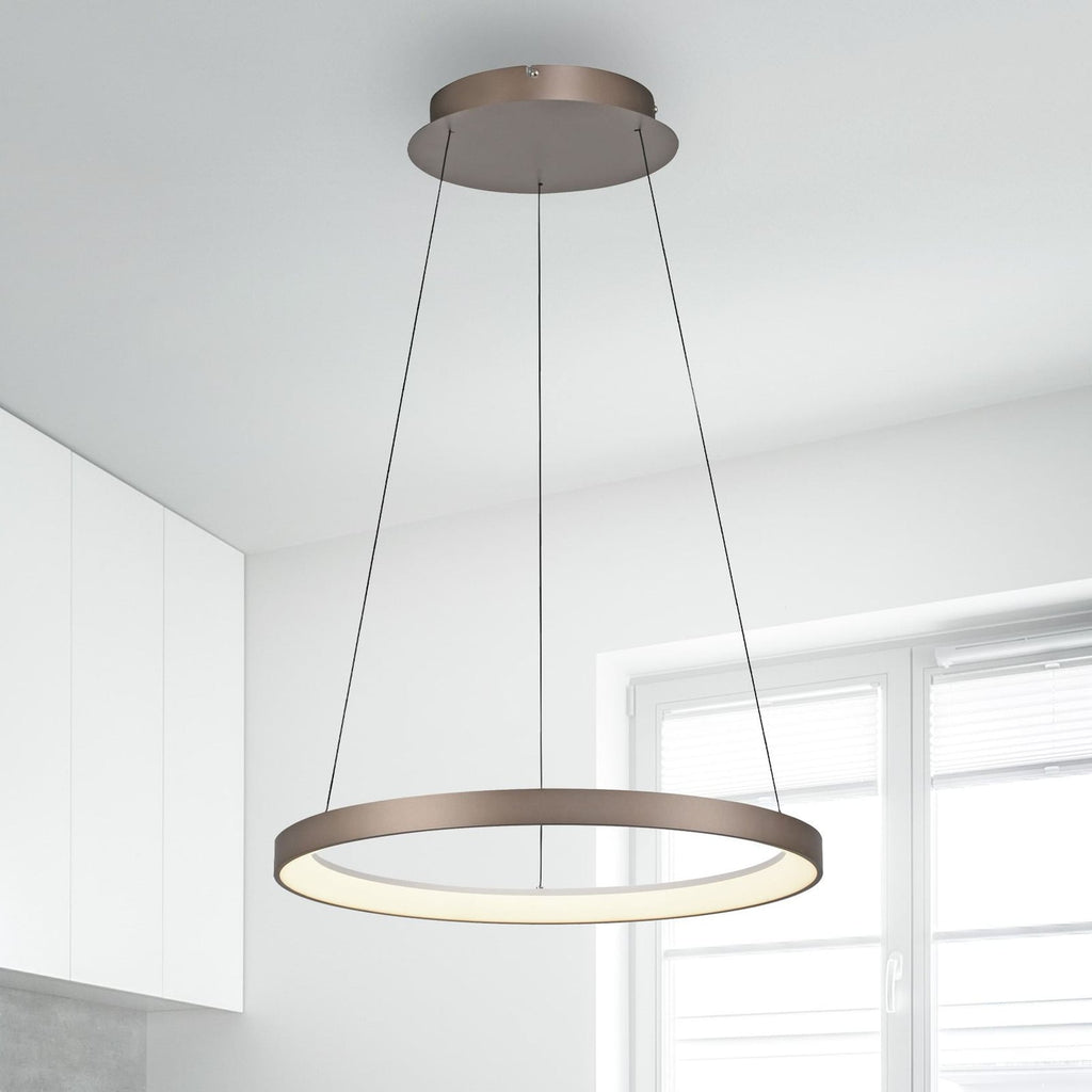 LED pendellampe Hoop dimbar brun aluminium Ø57 cm front