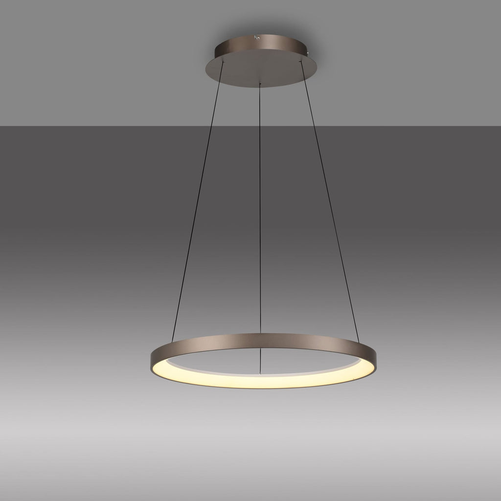 LED pendellampe Hoop dimbar brun aluminium Ø57 cm montert