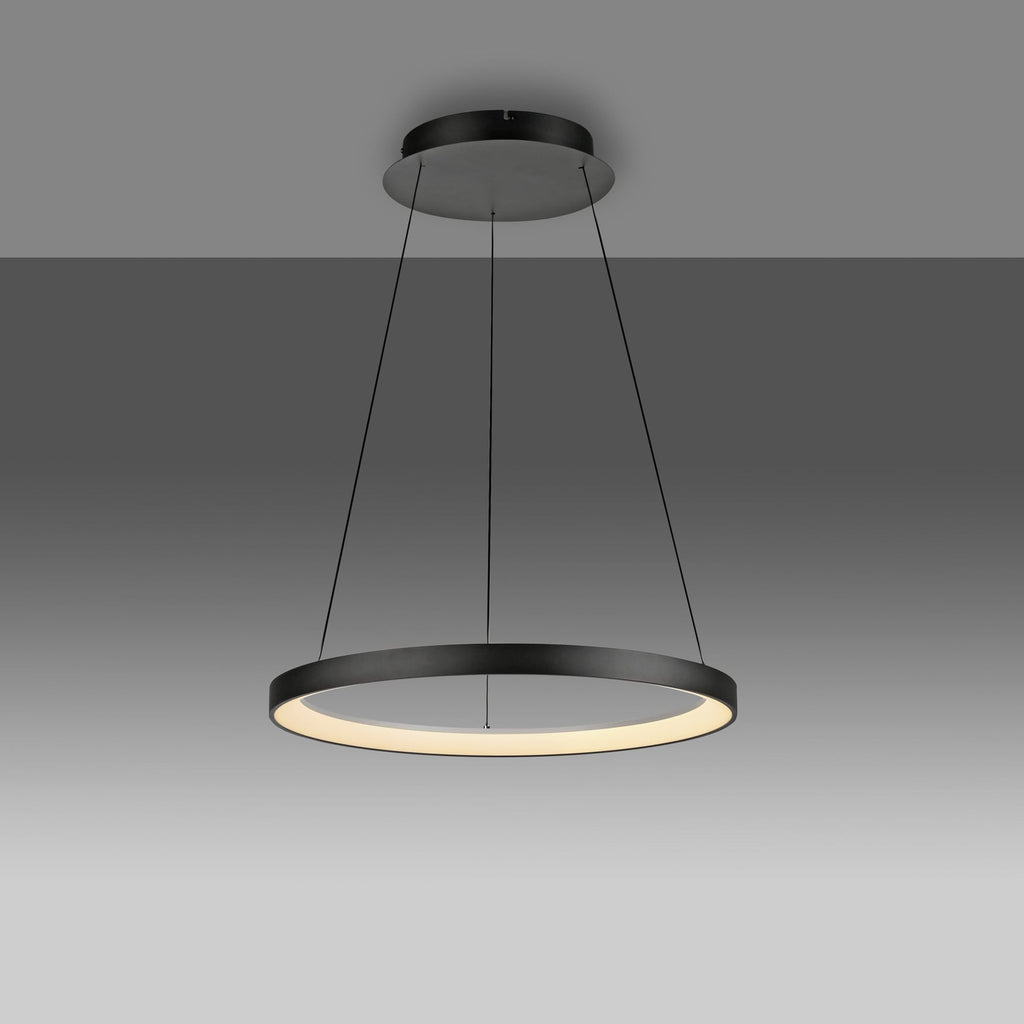 LED pendellampe Hoop svart dimbar Ø57 cm 37W varmhvit montert