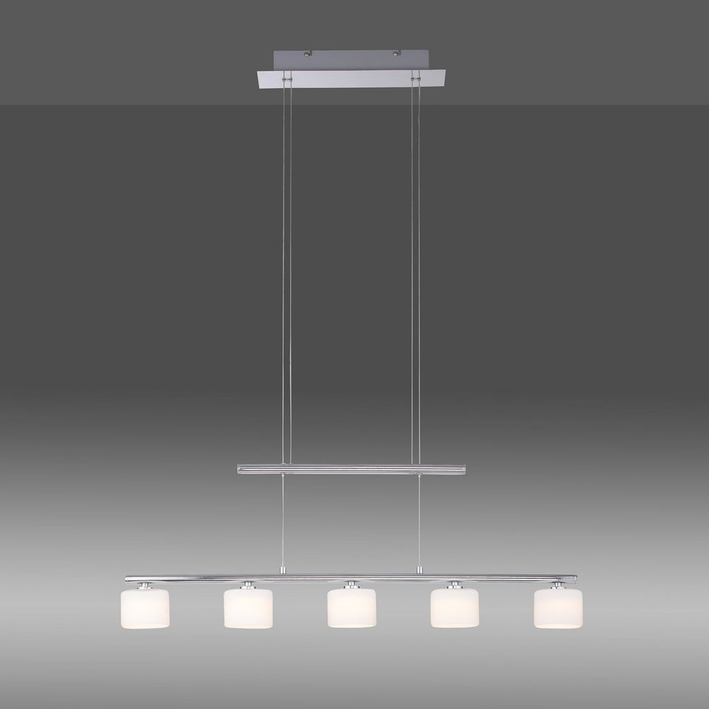 Montert LED pendellampe Hydra 5-lys glass høydejusterbar i rom