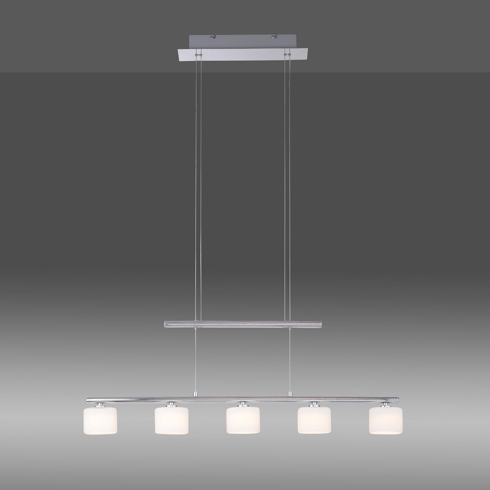 Montert LED pendellampe Hydra 5-lys glass høydejusterbar i rom