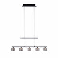 LED pendellampe Hydra 5-lys glass røykfarget 80 cm forfra