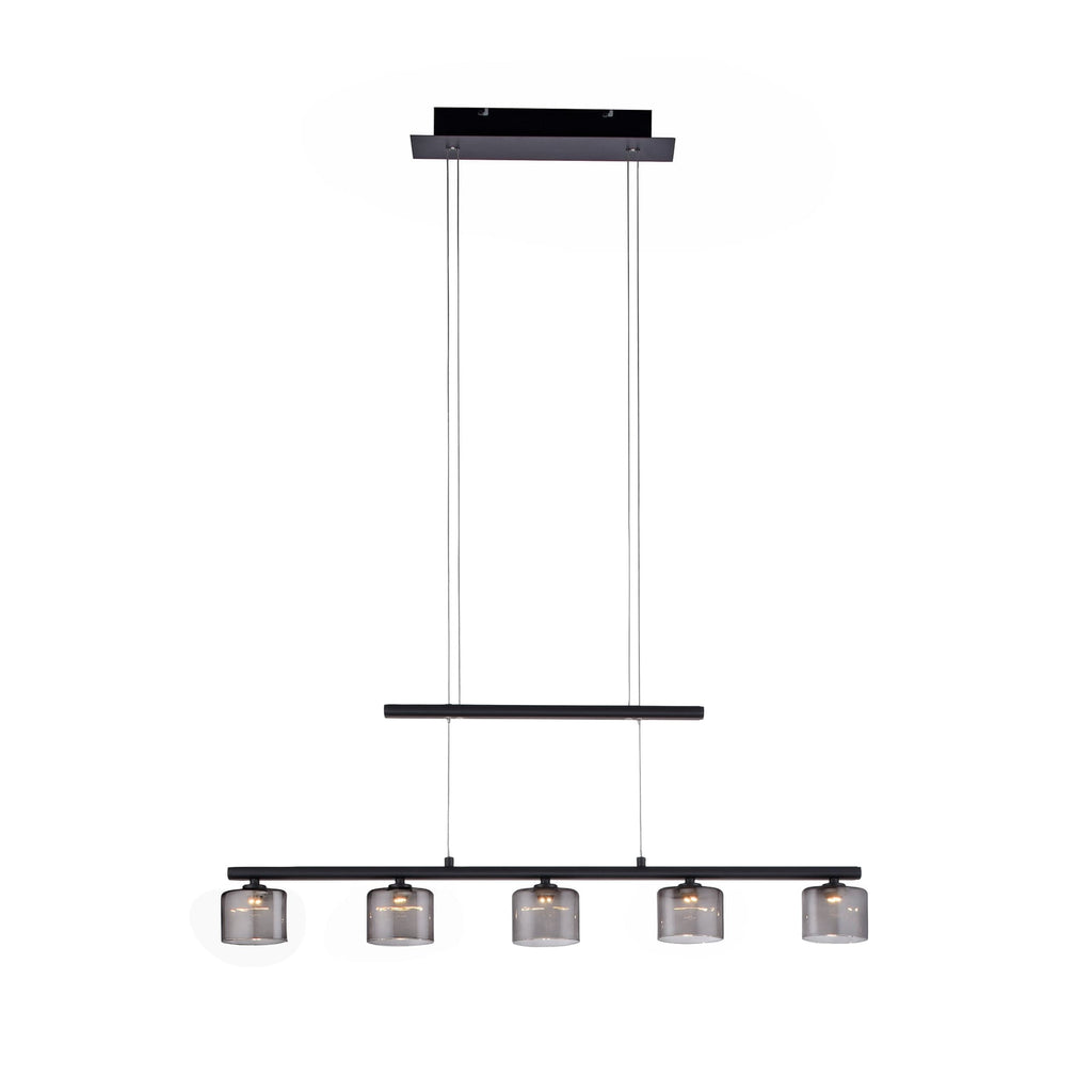 LED pendellampe Hydra 5-lys glass røykfarget 80 cm bakside
