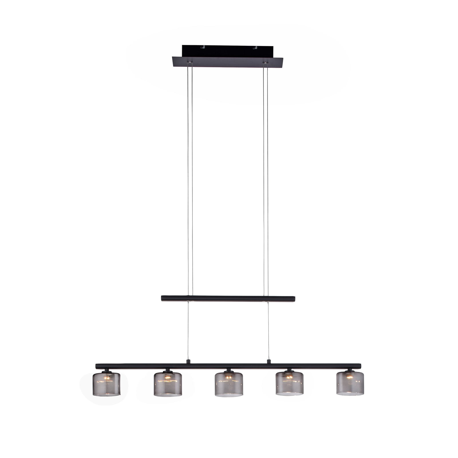 LED pendellampe Hydra 5-lys glass røykfarget 80 cm bakside