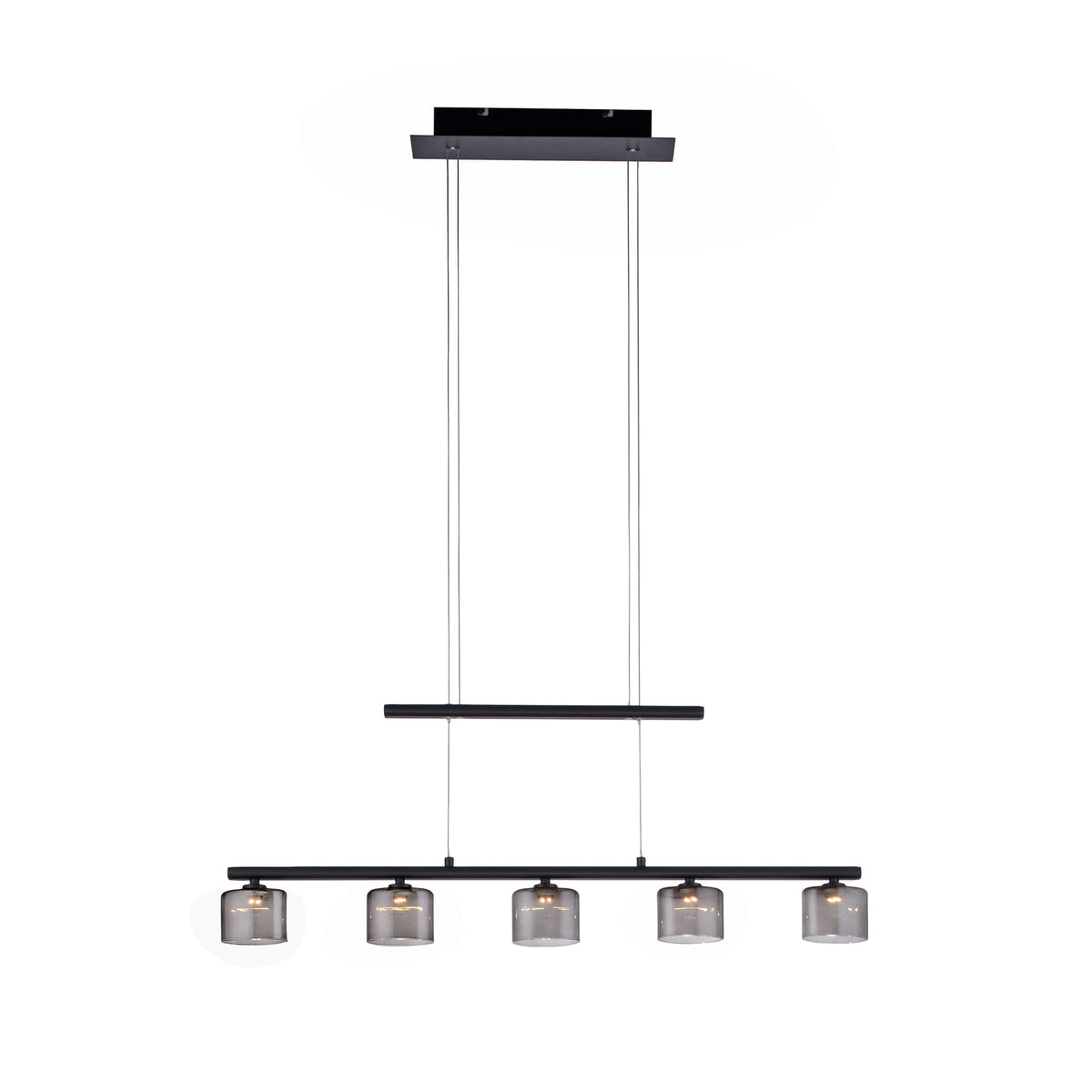 LED pendellampe Hydra 5-lys glass røykfarget 80 cm bakside