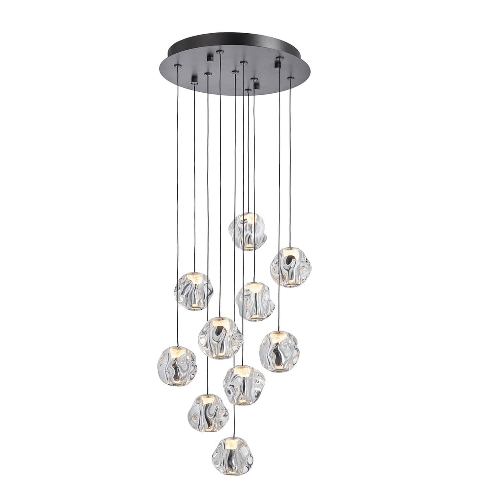 LED pendellampe Ice Ball 10-lys akryl dimbar krom montert i rom