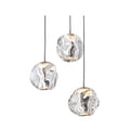 LED pendellampe Ice Ball 3-lys klar akryl Ø30 cm dimbar forfra