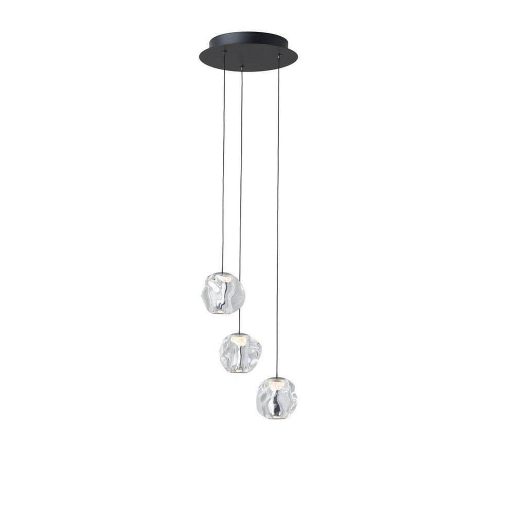 LED pendellampe Ice Ball 3-lys klar akryl Ø30 cm dimbar bakside