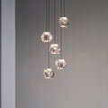 LED pendellampe Ice Ball 5-lys akryl krom/klar forfra