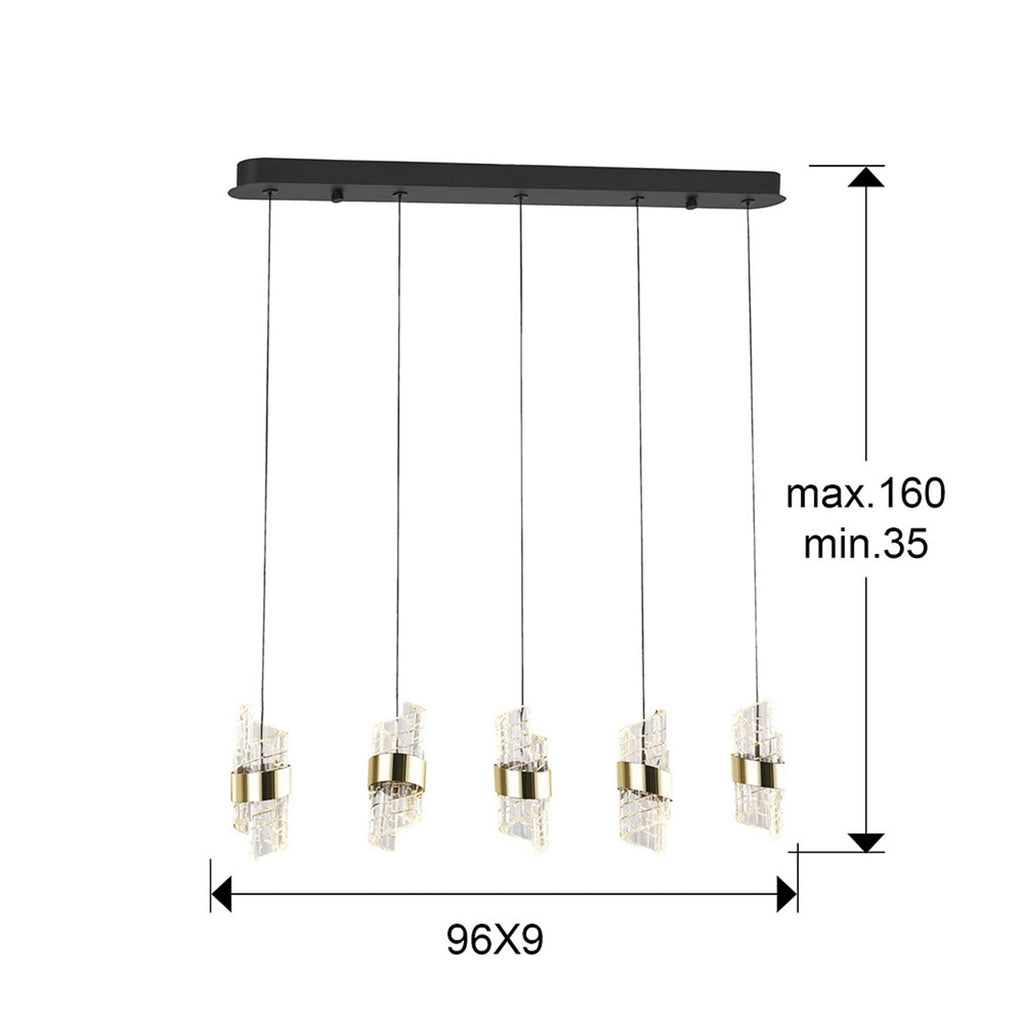 Detaljbilde av LED pendellampe Iliada svart/gull metall