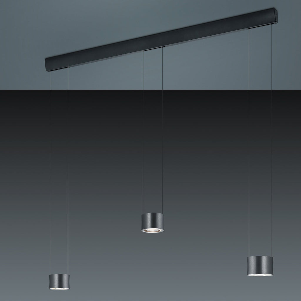 LED pendellampe Impulse 3-lys antrasitt aluminium detalj av lyskilde