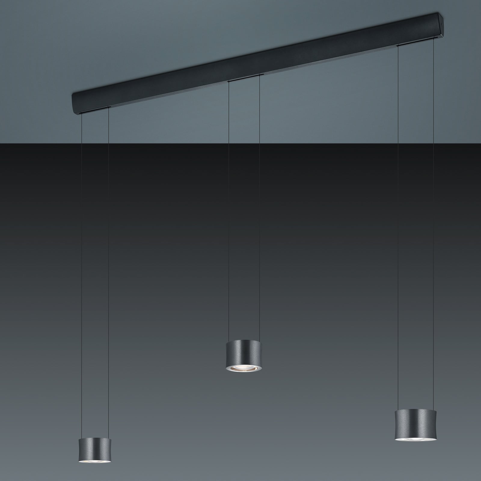 LED pendellampe Impulse 3-lys antrasitt aluminium detalj av lyskilde