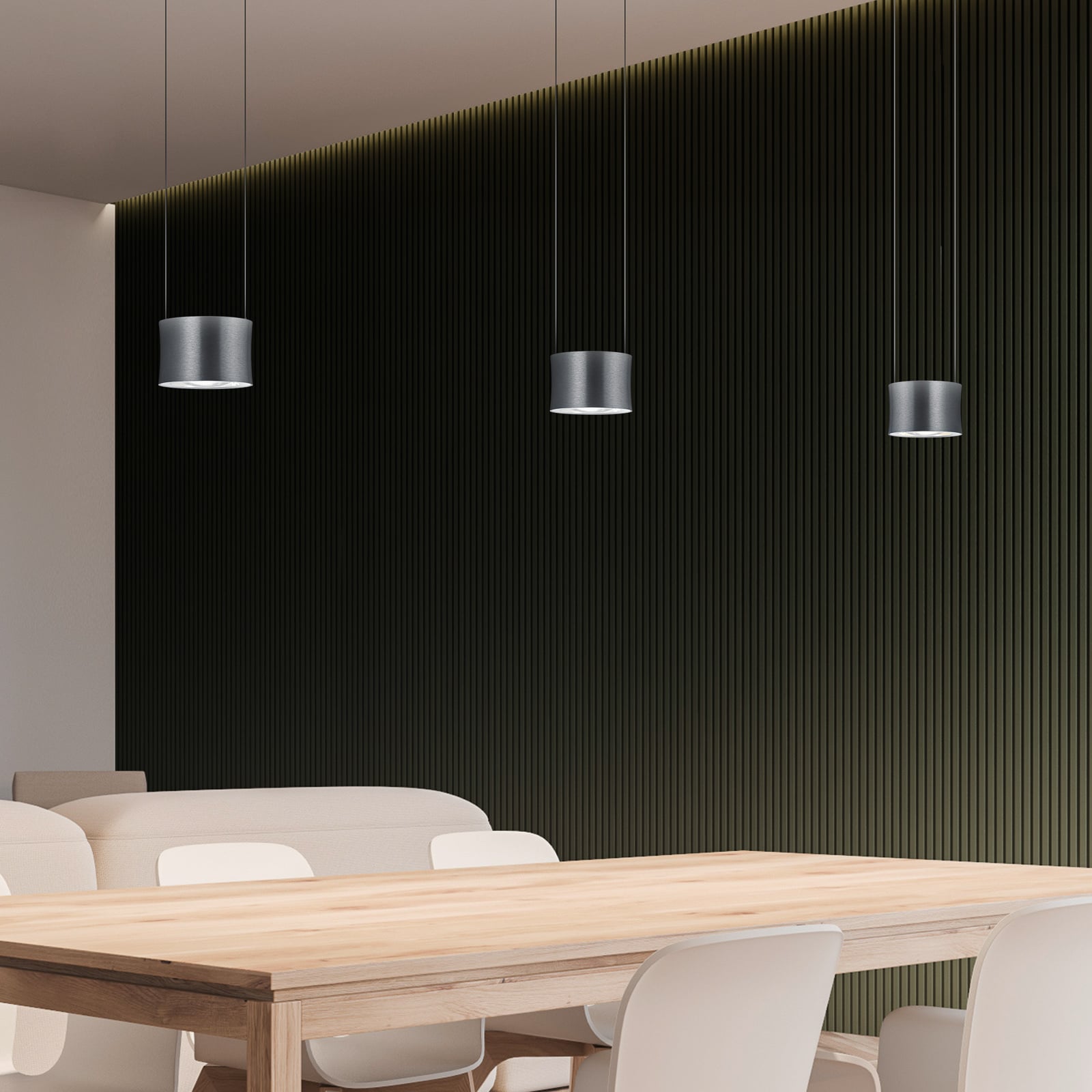 LED pendellampe Impulse 3-lys antrasitt aluminium forfra
