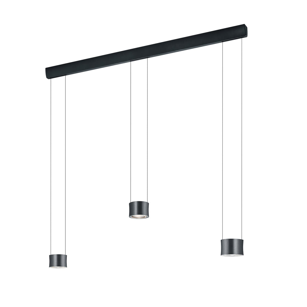 LED pendellampe Impulse 3-lys antrasitt aluminium montert i rom