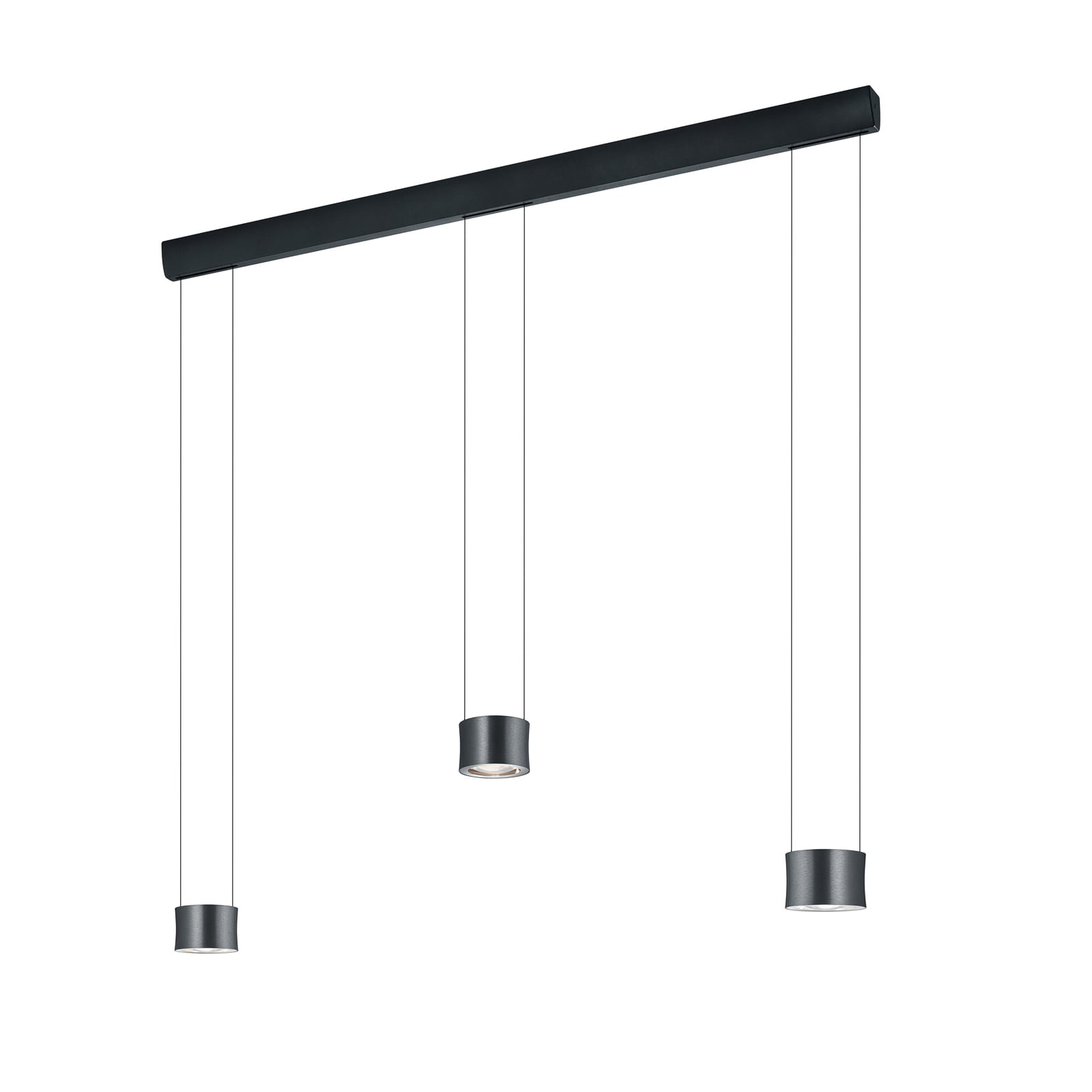 LED pendellampe Impulse 3-lys antrasitt aluminium montert i rom