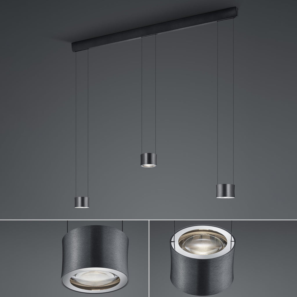 LED pendellampe Impulse 3-lys antrasitt aluminium oppheng