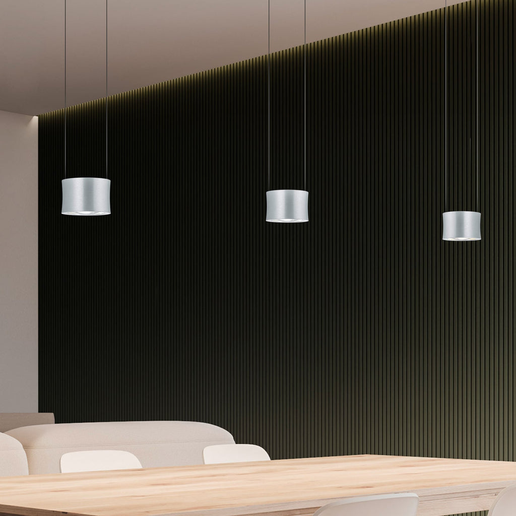 LED pendellampe Impulse 3-lys matt nikkel dimbar 120 cm forfra