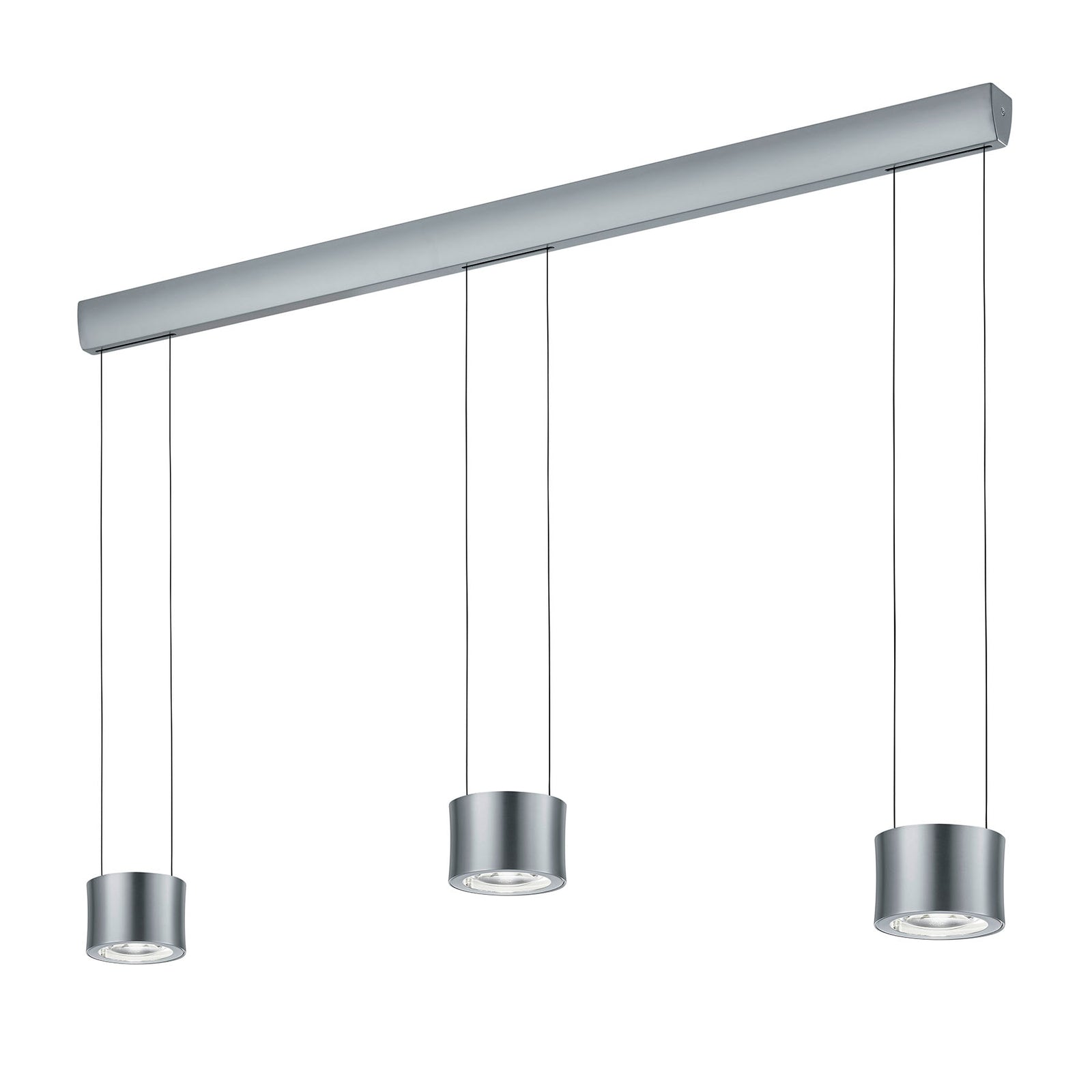 LED pendellampe Impulse 3-lys matt nikkel dimbar 120 cm bakside