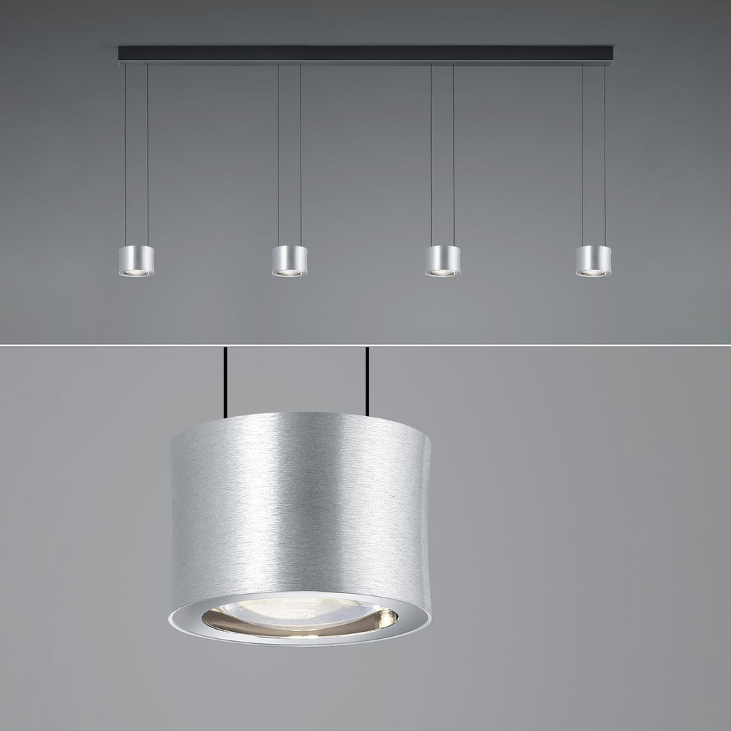 LED pendellampe Impulse Flex 4-lys dimbar matt nikkel montert i rom