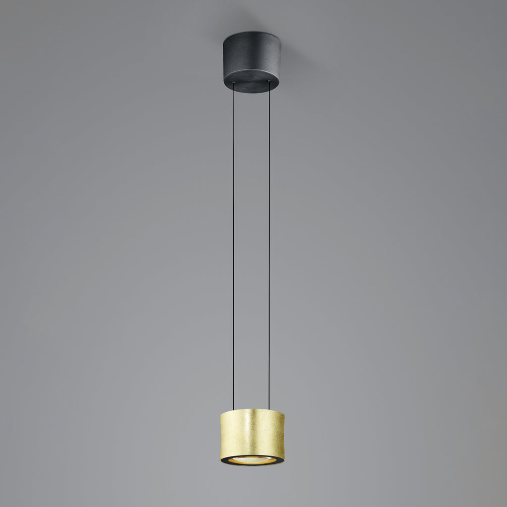 LED pendellampe Impulse Flex høydejusterbar svart/gull forfra