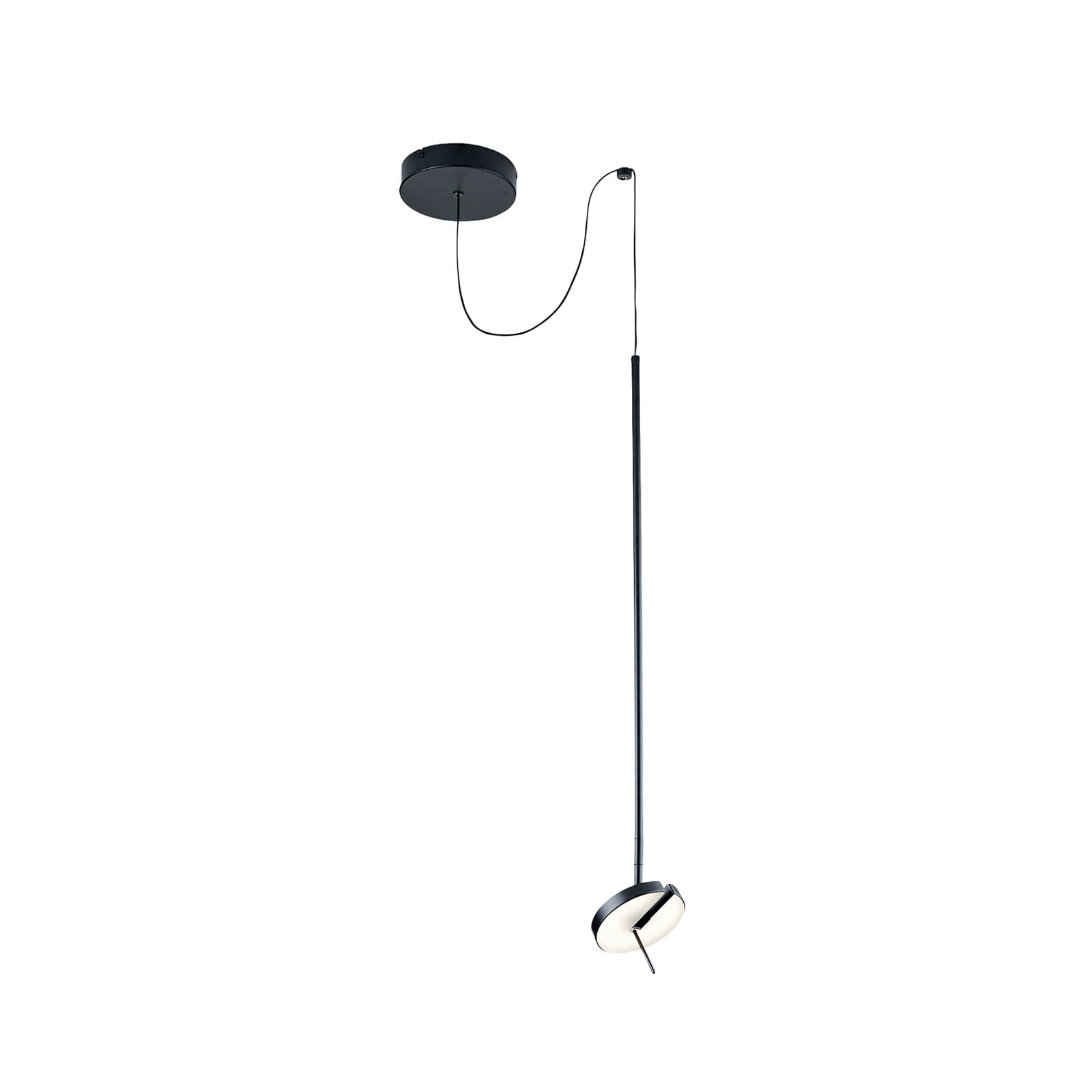 LED pendellampe Invisible Single svart aluminium dimbar forfra