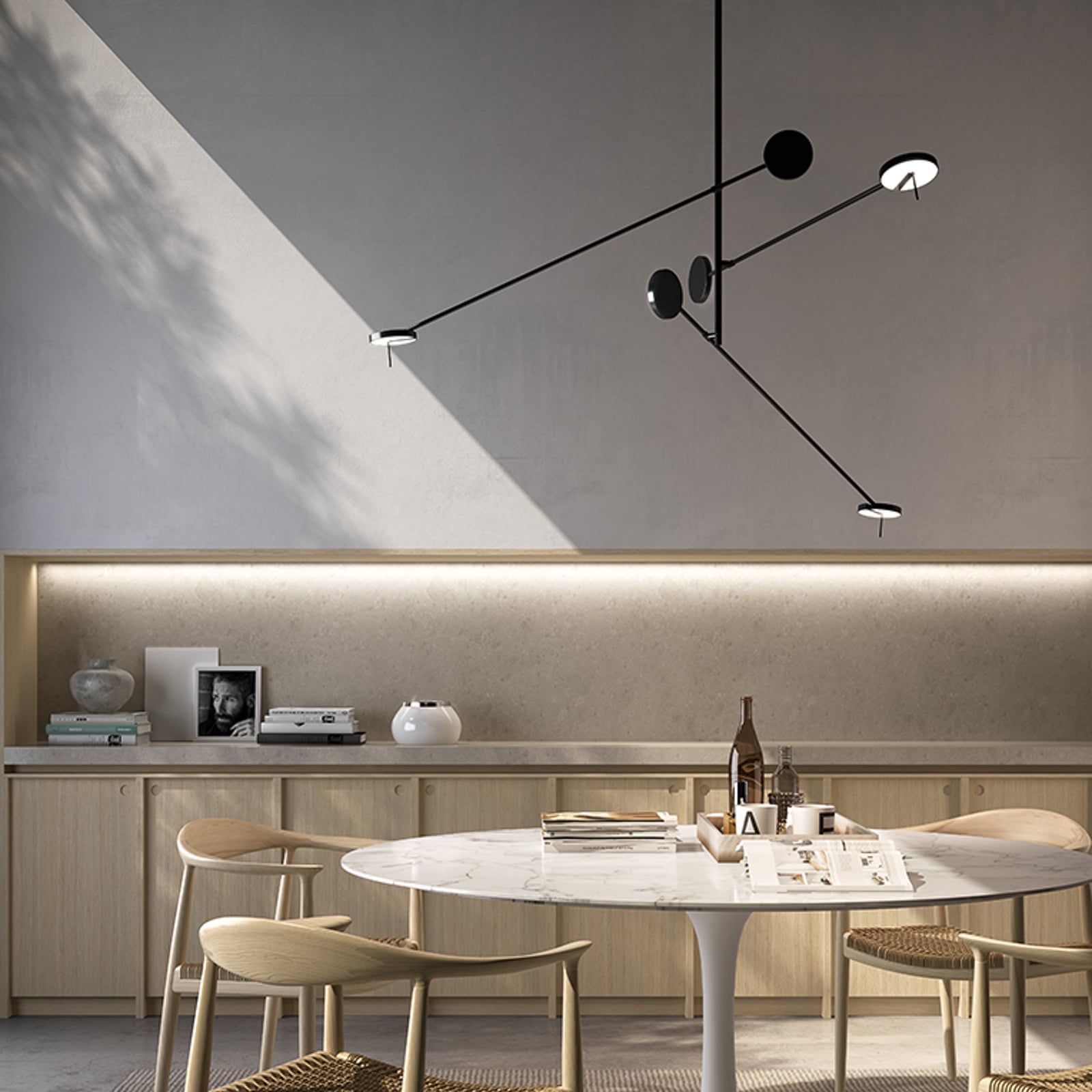 LED pendellampe Invisible Triplex 3-lys svart 2700K bakside