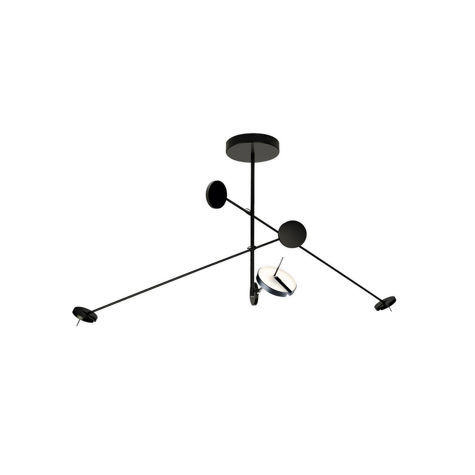LED pendellampe Invisible Triplex 3-lys svart 2700K detalj av arm