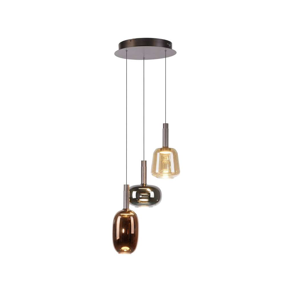 LED pendellampe Irides 3-lys farget glass dimbar Ø43 cm nærbilde glass