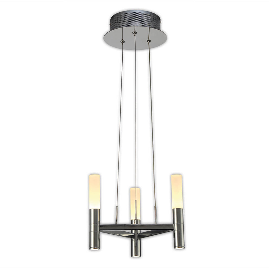 LED pendellampe Irina 3-lys dimbar krom akryl bakside