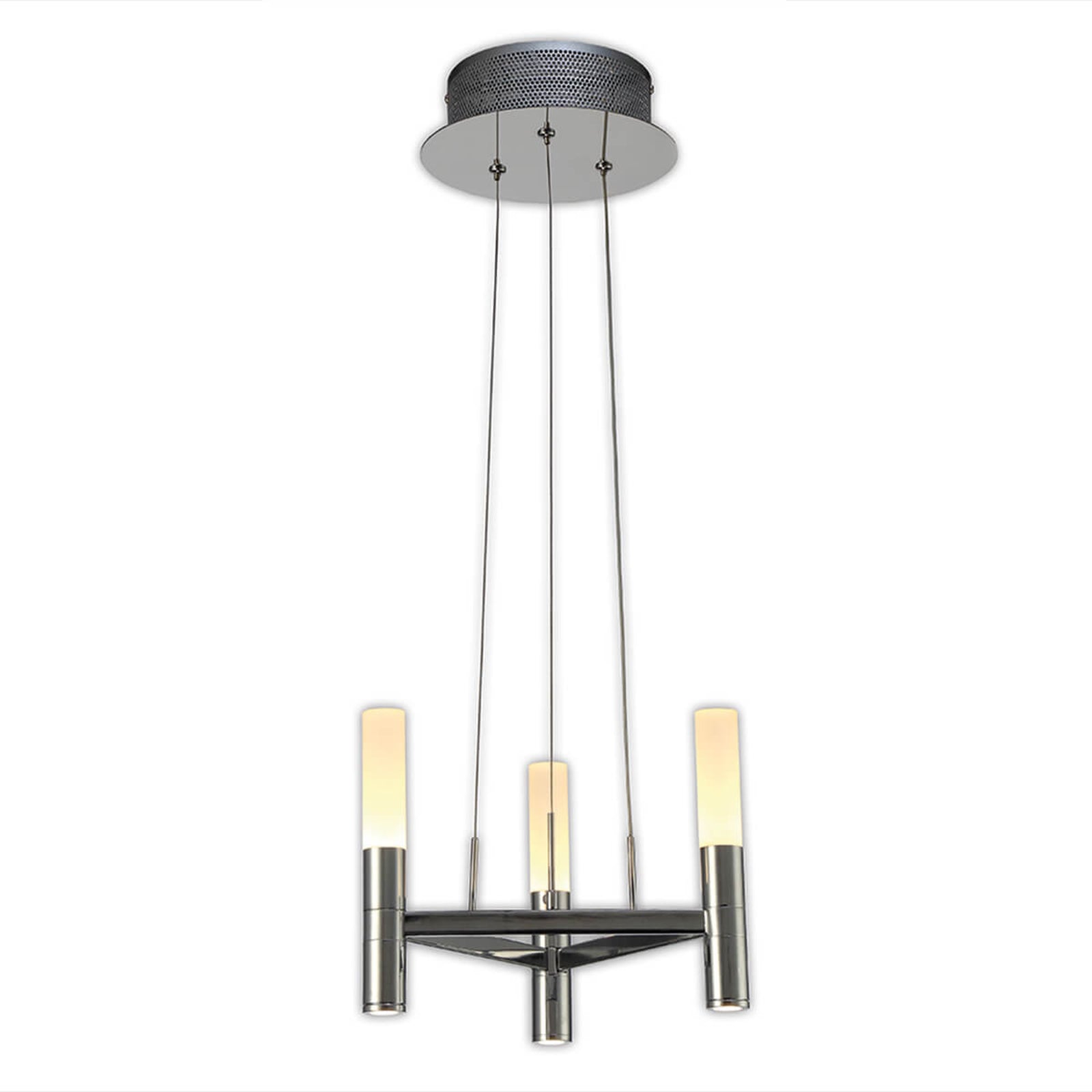LED pendellampe Irina 3-lys dimbar krom akryl bakside