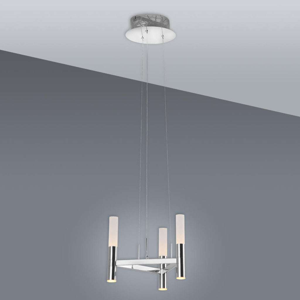 Detaljbilde av LED pendellampe Irina 3-lys dimbar krom akryl
