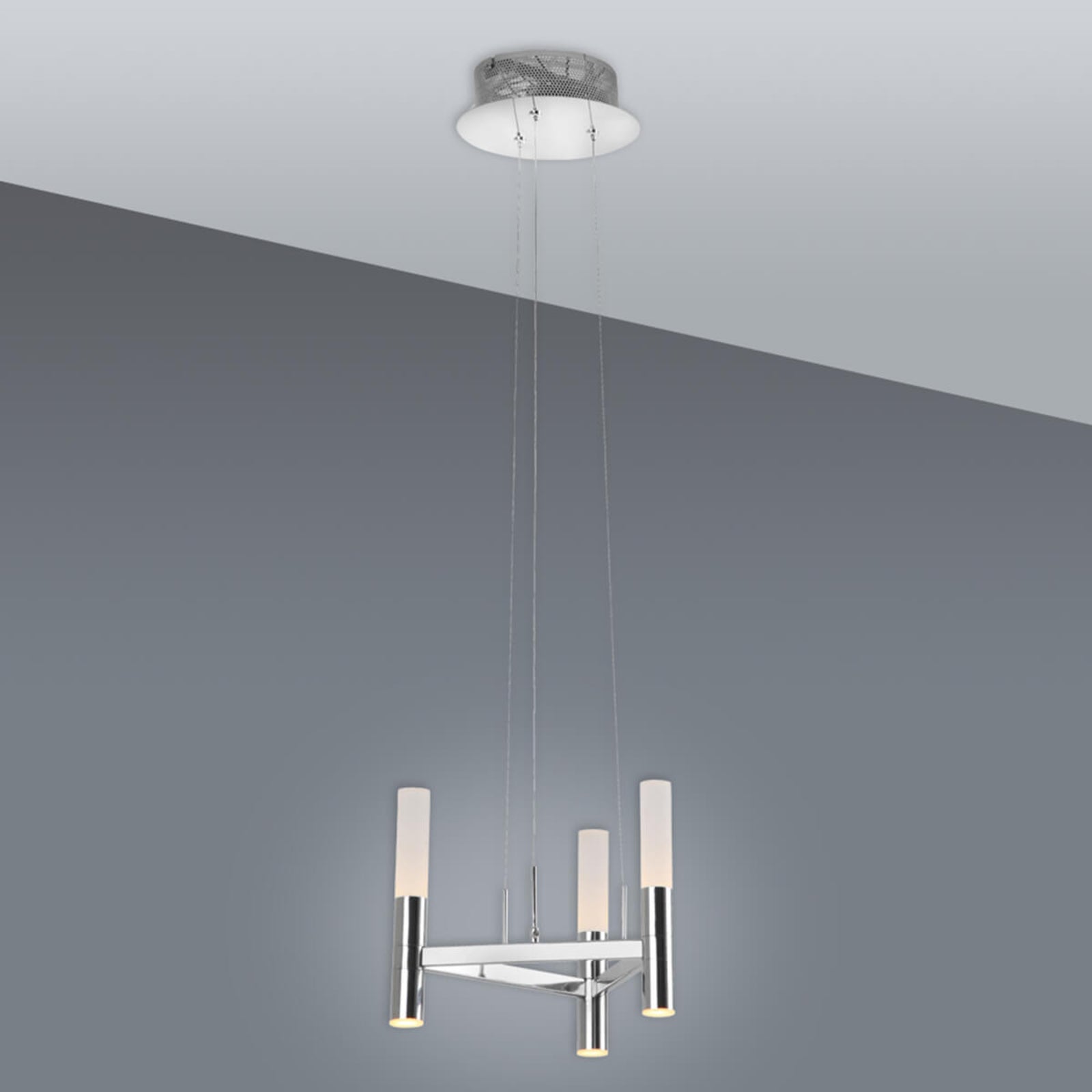 Detaljbilde av LED pendellampe Irina 3-lys dimbar krom akryl