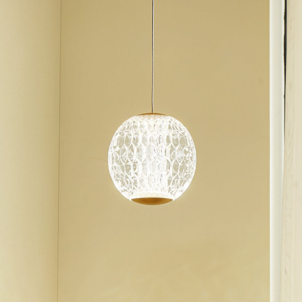 LED pendellampe Ismenia antikk messing akryl Ø11 cm forfra