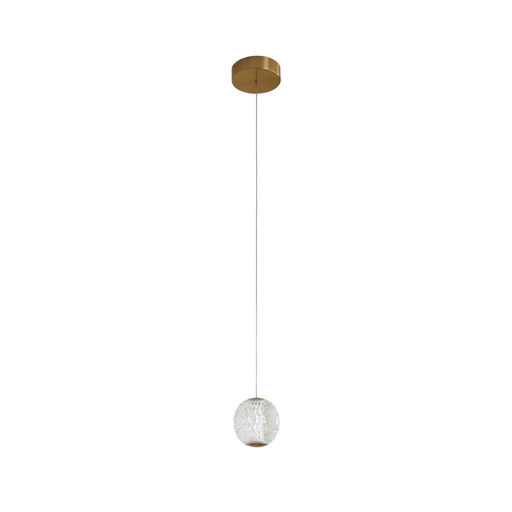 LED pendellampe Ismenia antikk messing akryl Ø11 cm montert i rom